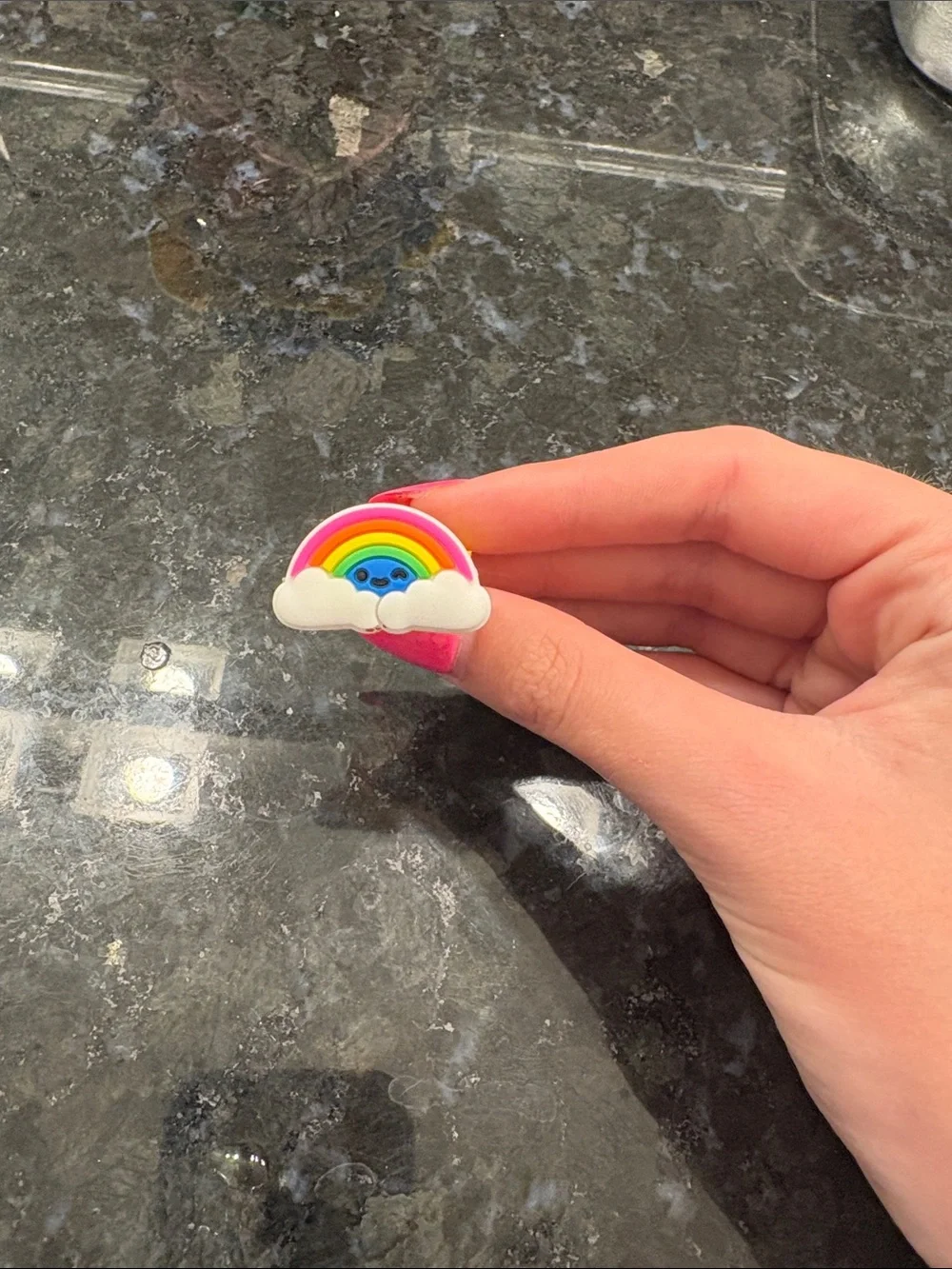 Kids Rainbow Cloud Shoe Charm - Pink Accent